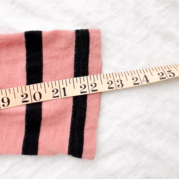 Feminine Black and Pink Striped Loft Bow Top Size Small Coquette Girly - Picture 7 of 11